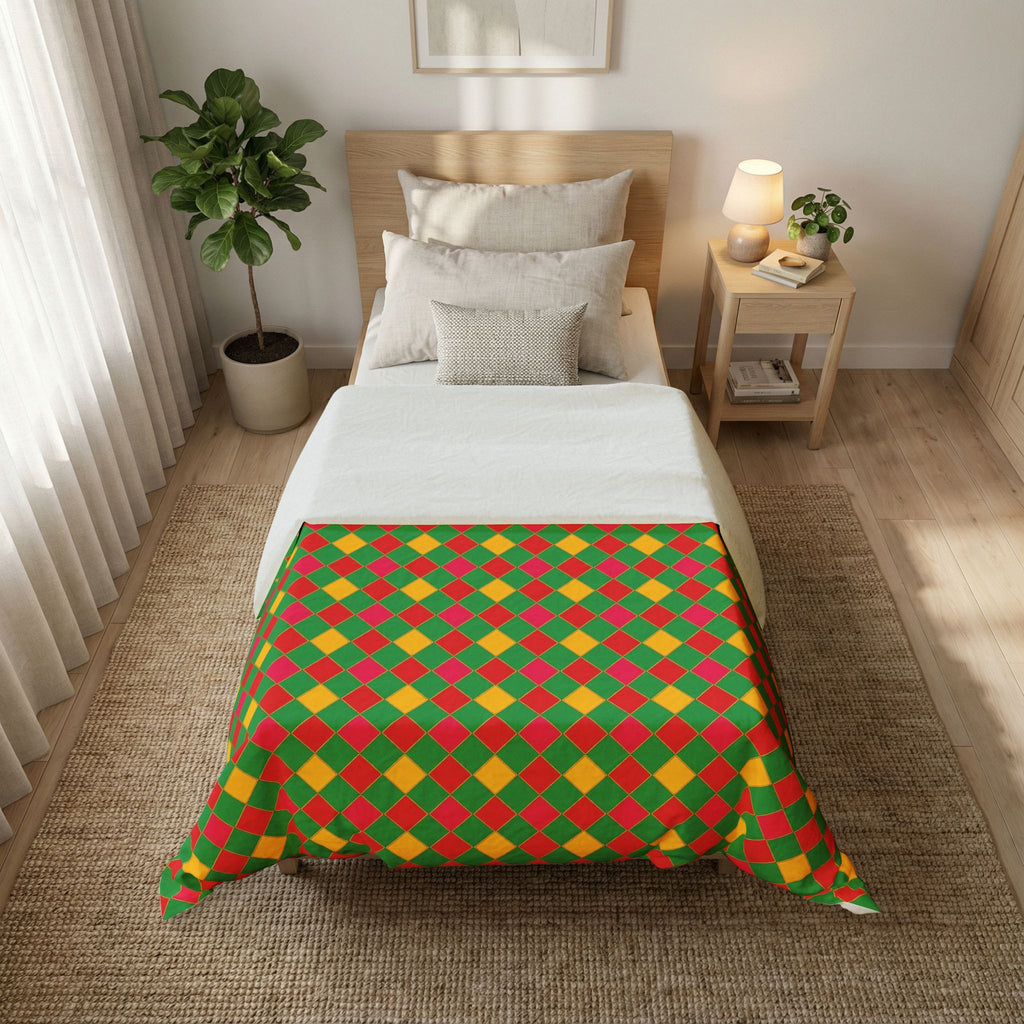 Jewel Harlequin Check Cotton Duvet Cover – Harlequin Geometric Pattern