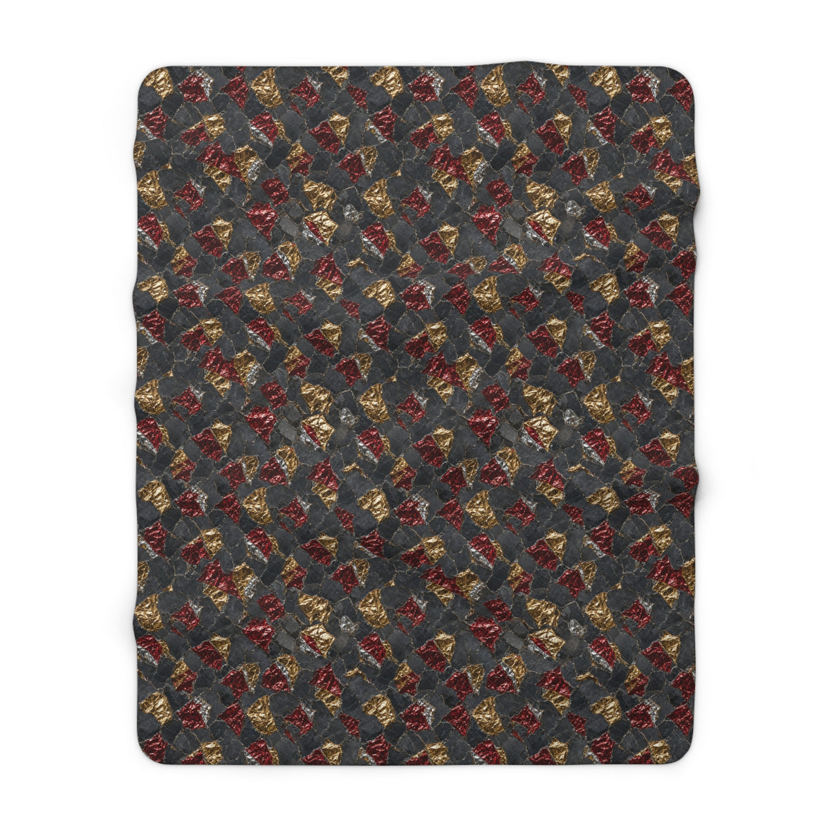 Garnet Gold Foil Sherpa Fleece Blanket – Holographic-Look Metal Pattern