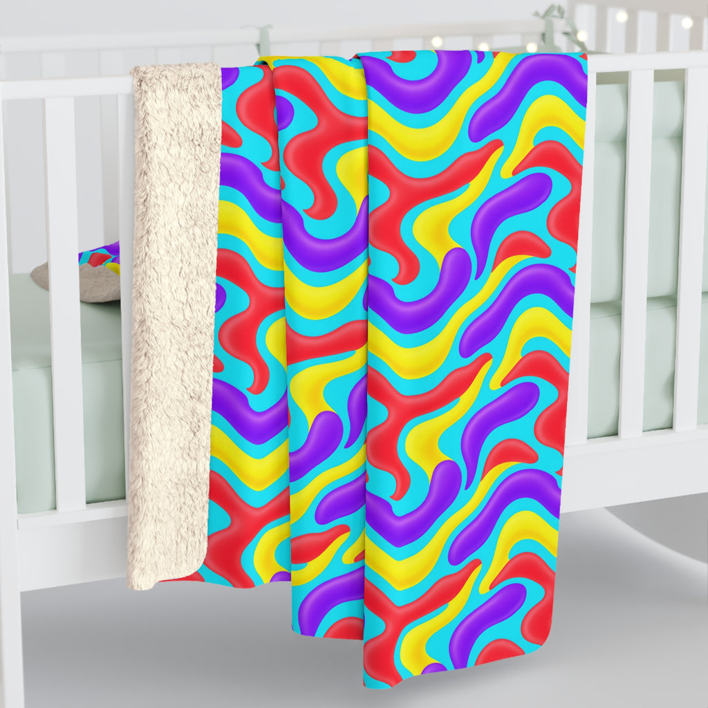 Liquid Band Ripple Sherpa Fleece Blanket – Op-Art Fluid Bands Pattern