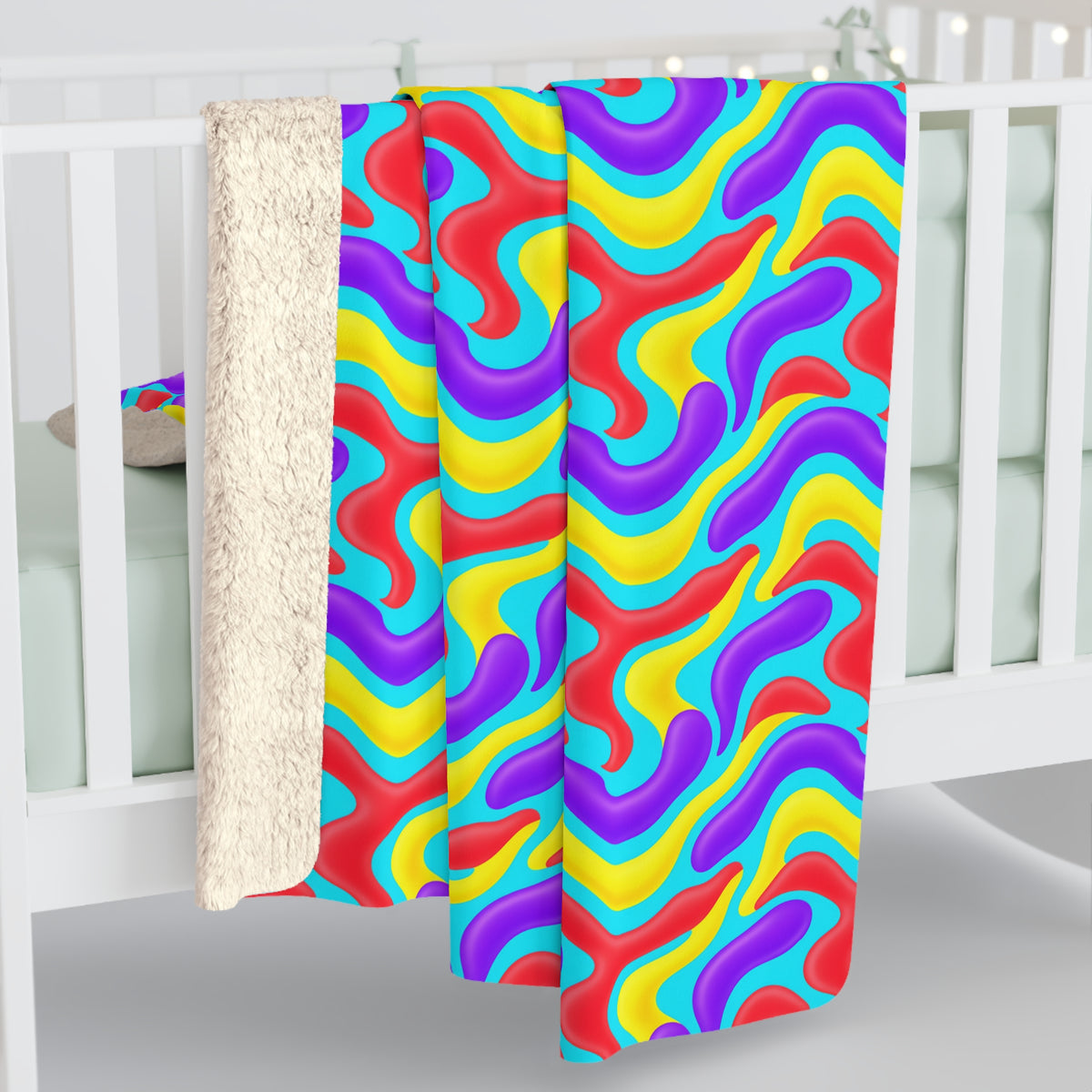 Liquid Band Ripple Sherpa Fleece Blanket – Op-Art Fluid Bands Pattern