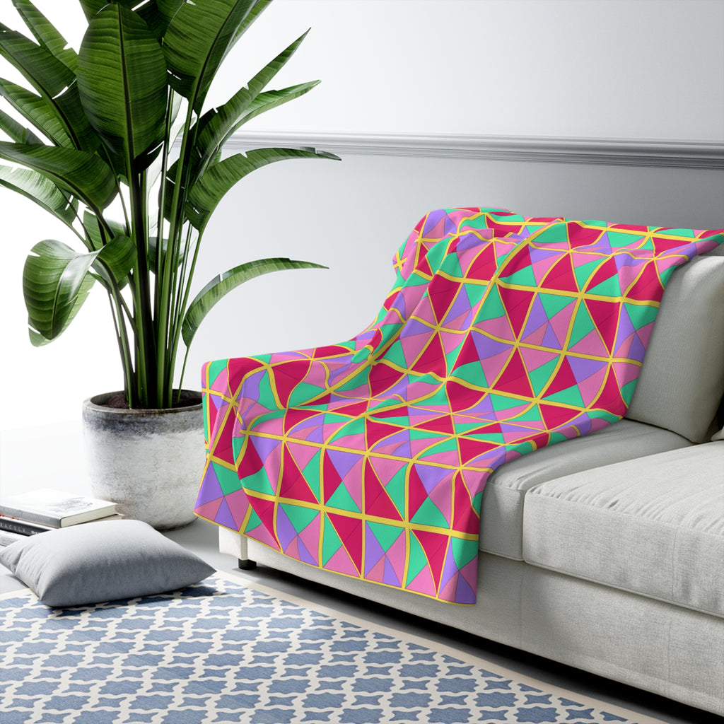 Split Square Fiesta Sherpa Fleece Blanket – Candy Pop on Raspberry