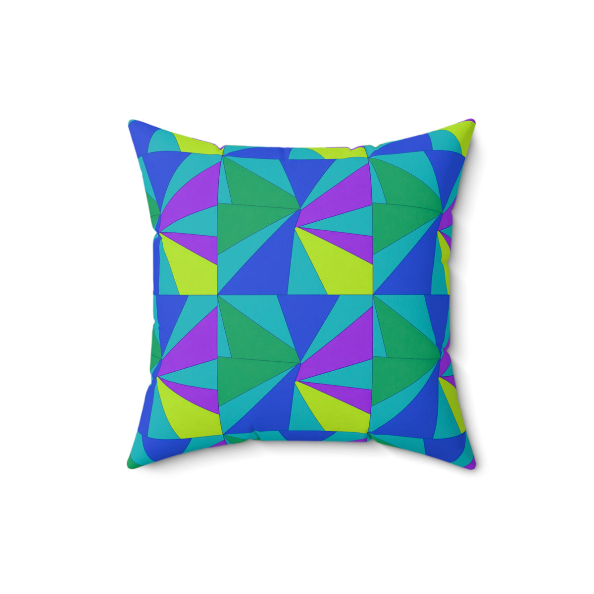 Cubist Sunburst Blocks Faux Suede Cushion – Peacock Jewel