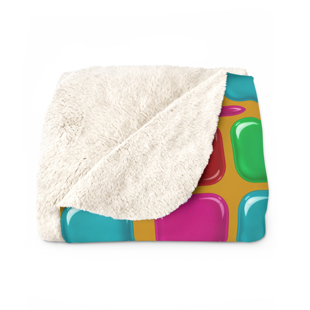 Giant Puffy Glass Cushions Sherpa Fleece Blanket – Glossy Candy Glass Pattern