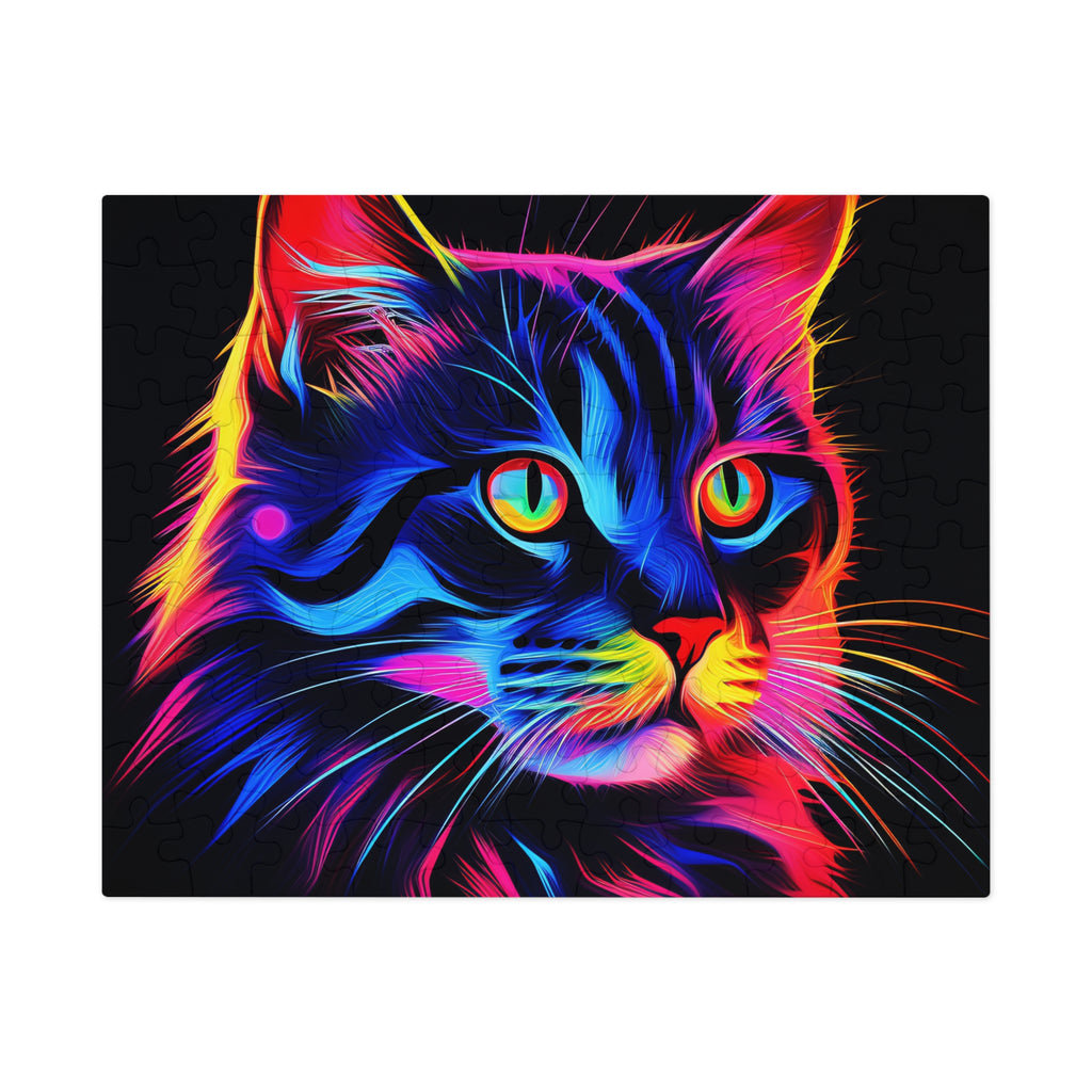 Neon Cat Jigsaw Puzzle with Tin – Neon Pop Art
