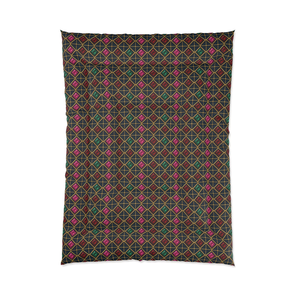 Gold Diamond Trellis Comforter – Art Deco Pattern