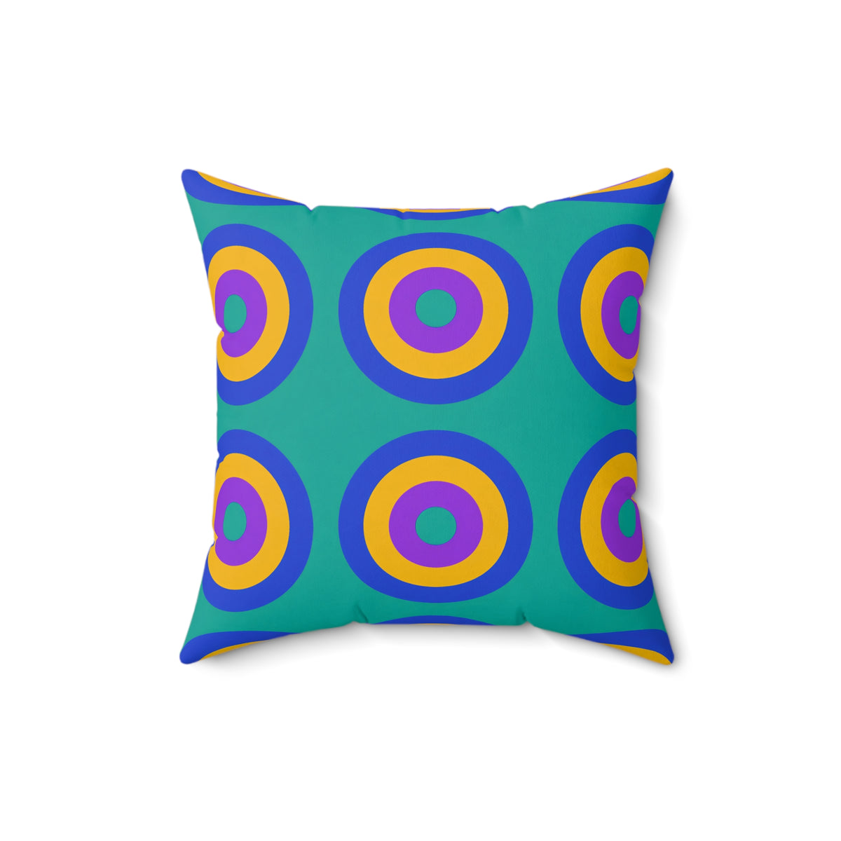 Giant Op-Art Jewel Rings Faux Suede Cushion – Peacock Jewel