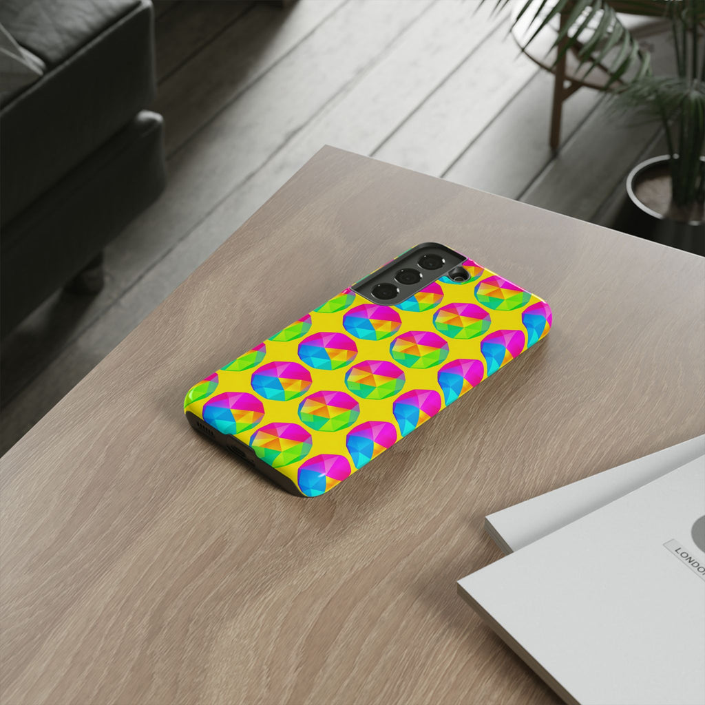 Holo Pebble Prisms Tough Phone Case – Iridescent Geometric Pattern