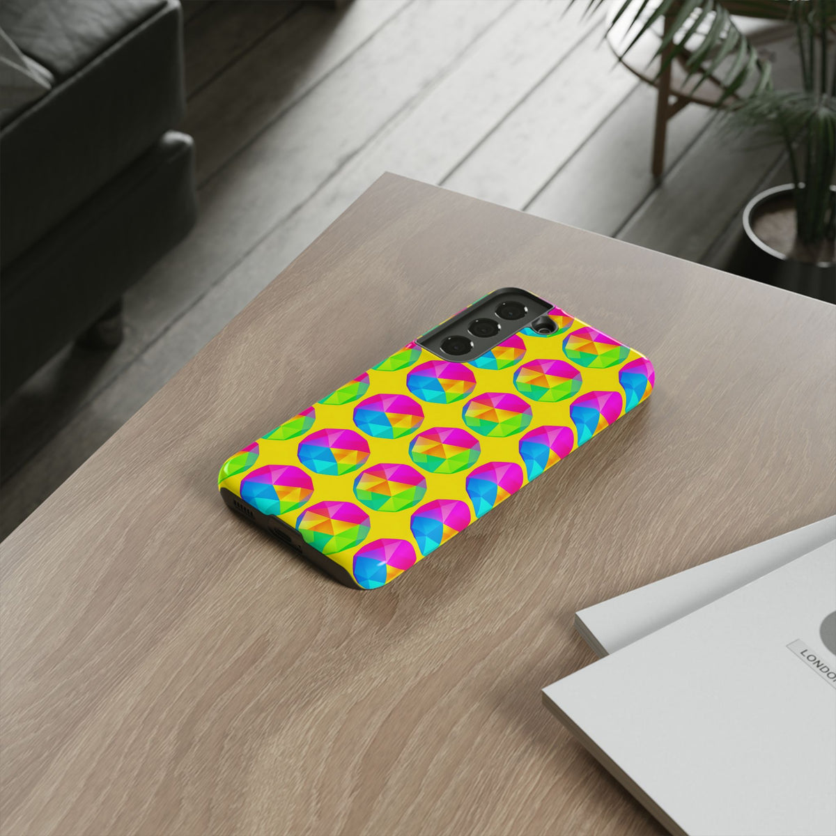 Holo Pebble Prisms Tough Phone Case – Iridescent Geometric Pattern