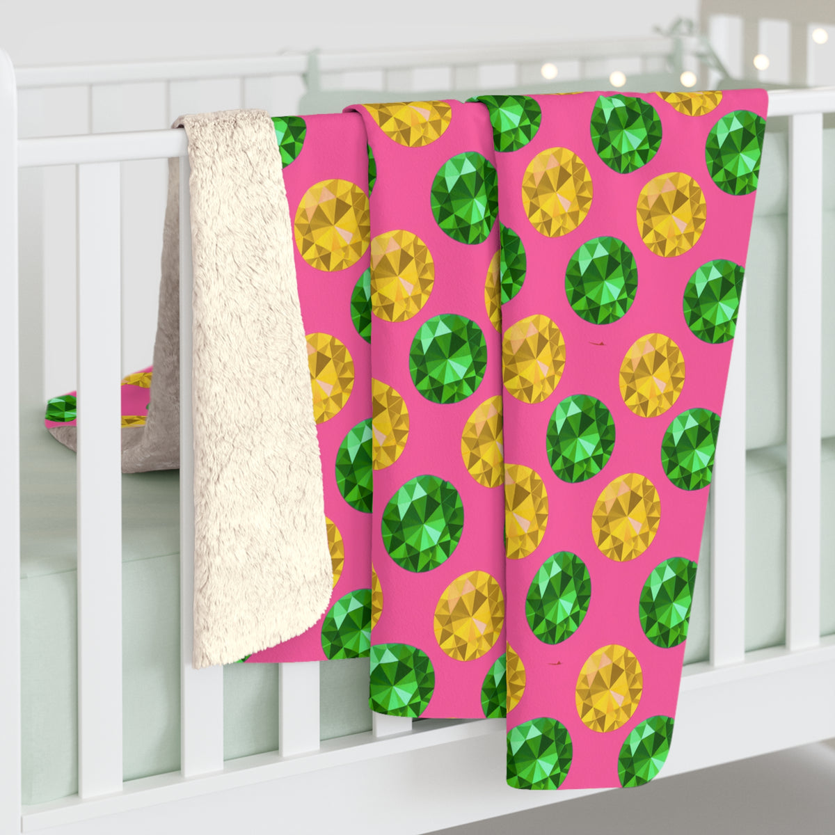 Half-Drop Gem Grid Sherpa Fleece Blanket – Candy Christmas