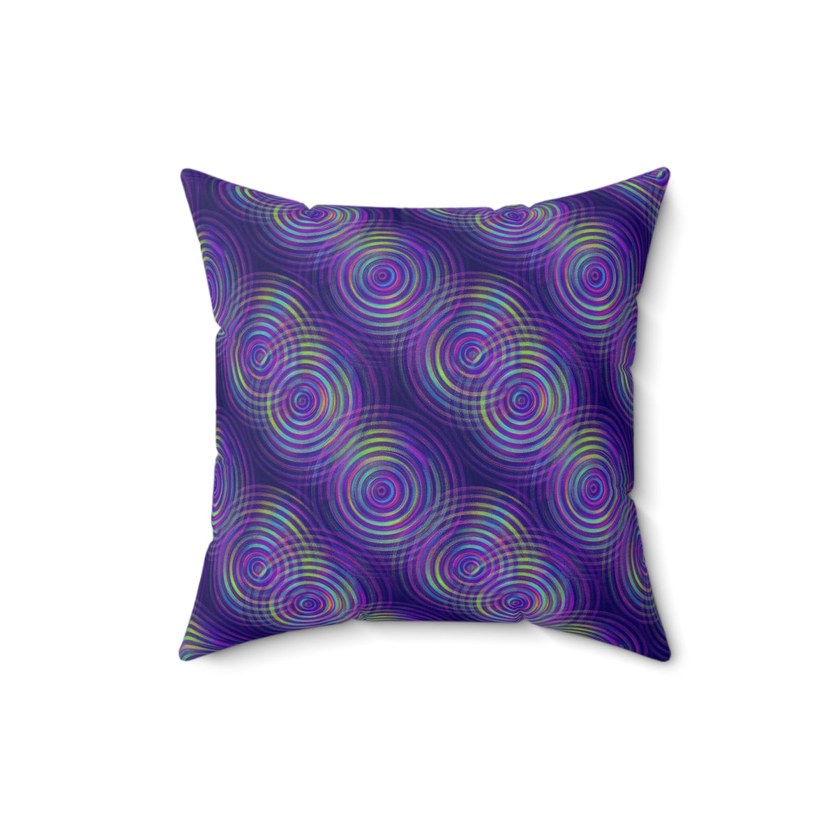Holo Ripple Rings Faux Suede Cushion – Op-Art Holographic-Look Pattern
