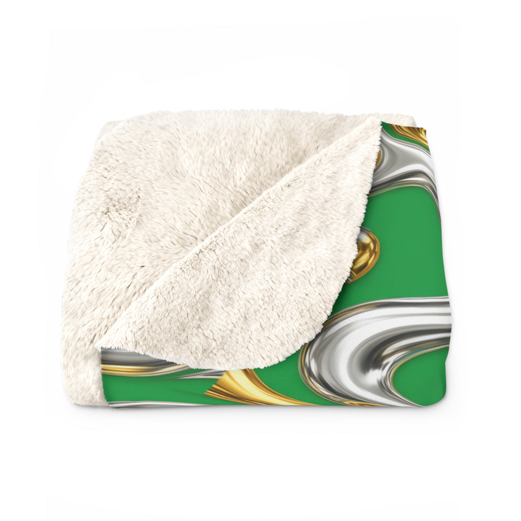 Broad Melting Gold Ribbons Sherpa Fleece Blanket – Liquid Chrome Pattern