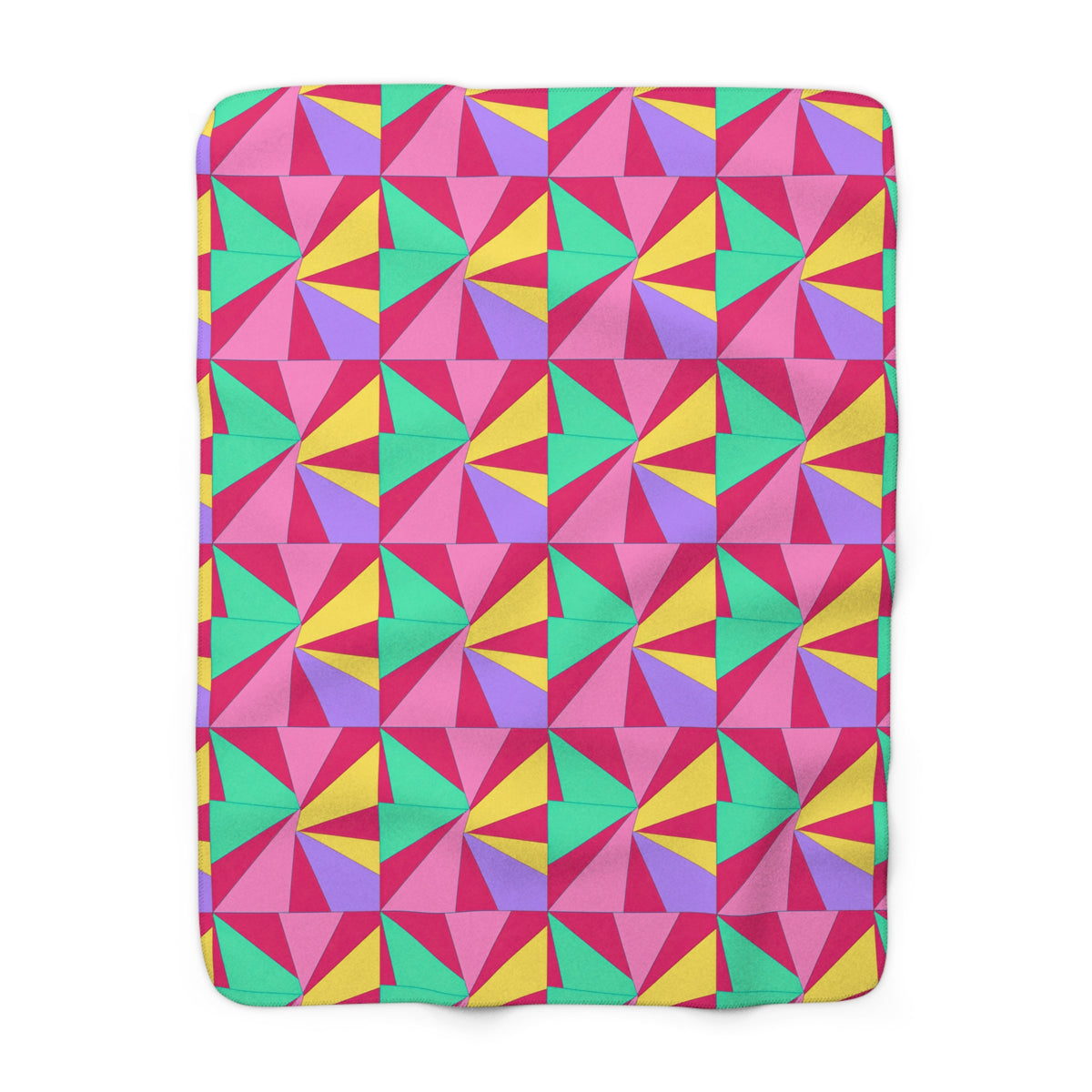 Cubist Sunburst Blocks Sherpa Fleece Blanket – Candy Pop on Raspberry