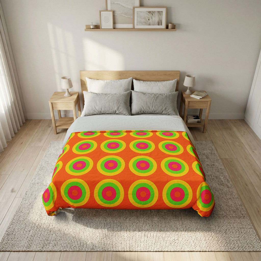 Giant Op-Art Jewel Rings Cotton Duvet Cover – Hot Citrus Festive