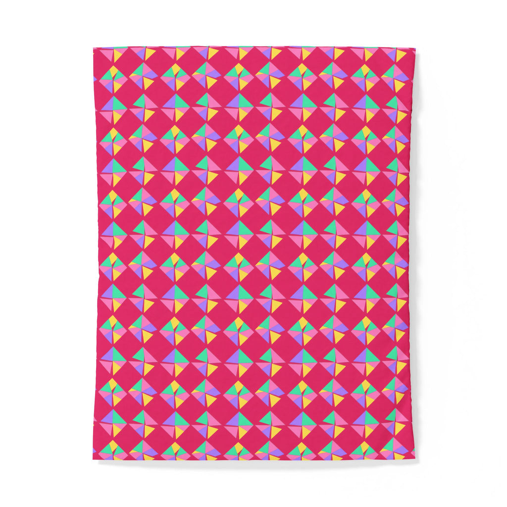 Stacked Cubist Prisms Cotton Duvet Cover – Candy Pop on Raspberry