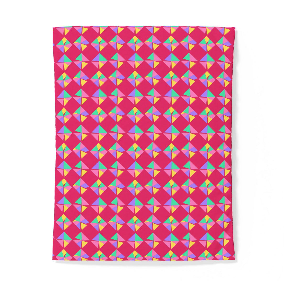 Stacked Cubist Prisms Cotton Duvet Cover – Candy Pop on Raspberry