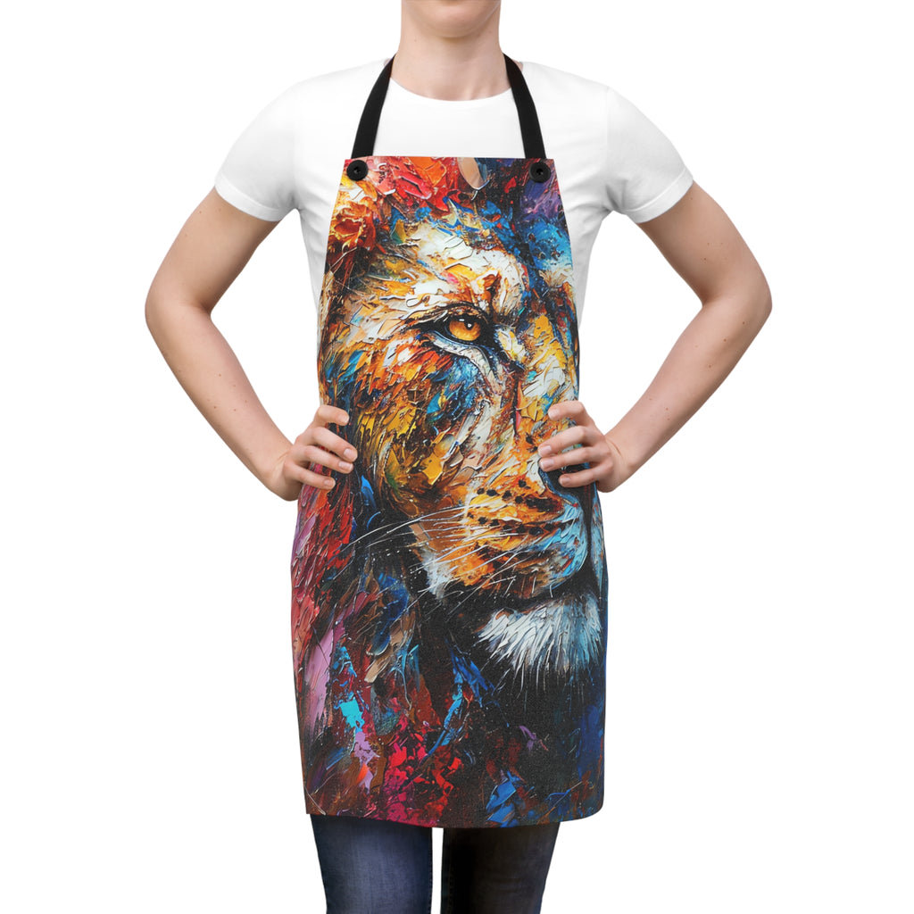 Rainbow Lion Apron – Expressive Painterly Art