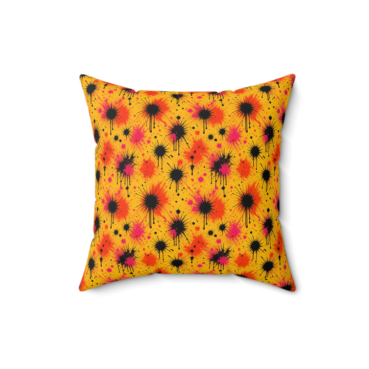 Black Ink Burst Faux Suede Cushion – Ink Splash Pattern