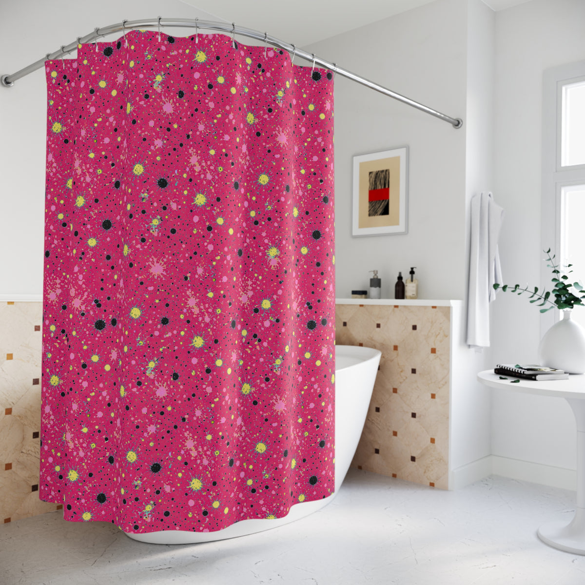 Pink Spray Field Shower Curtain – Candy Pop on Raspberry