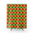 Broad Gold Diamond Trellis Shower Curtain – Ribbon Lattice Pattern