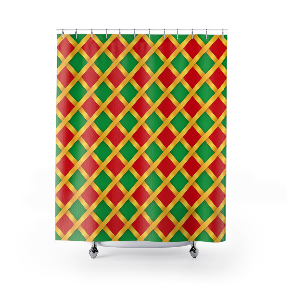 Broad Gold Diamond Trellis Shower Curtain – Ribbon Lattice Pattern