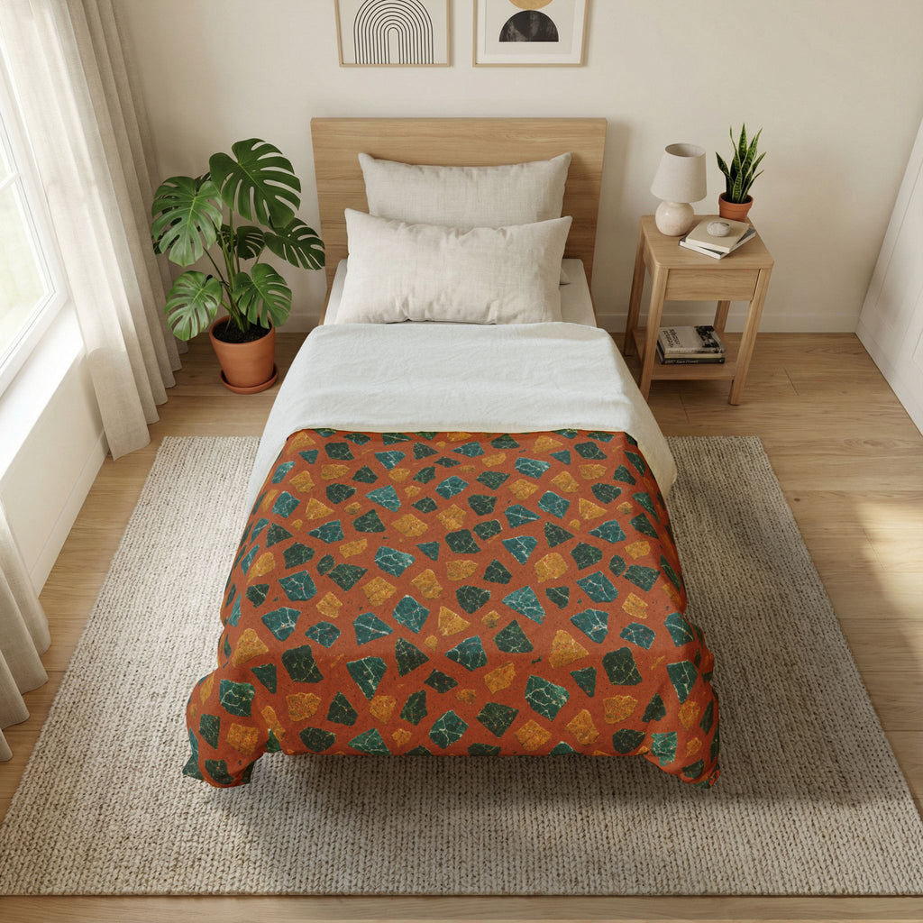 Marble Fragment Toss Cotton Duvet Cover – Terrazzo Pattern