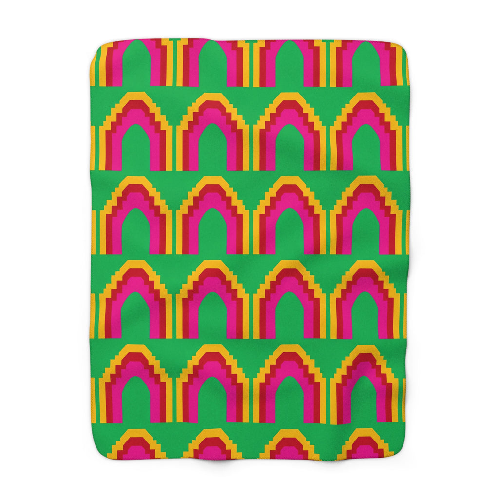 Grand Stepped Arches Sherpa Fleece Blanket – Art-Deco Arches Pattern