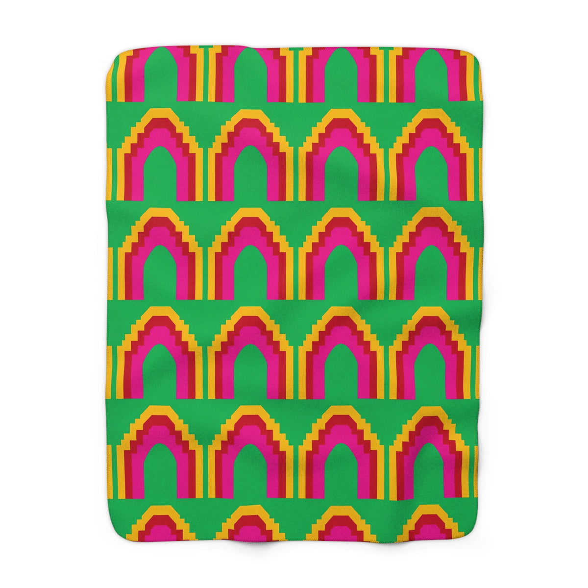 Grand Stepped Arches Sherpa Fleece Blanket – Art-Deco Arches Pattern
