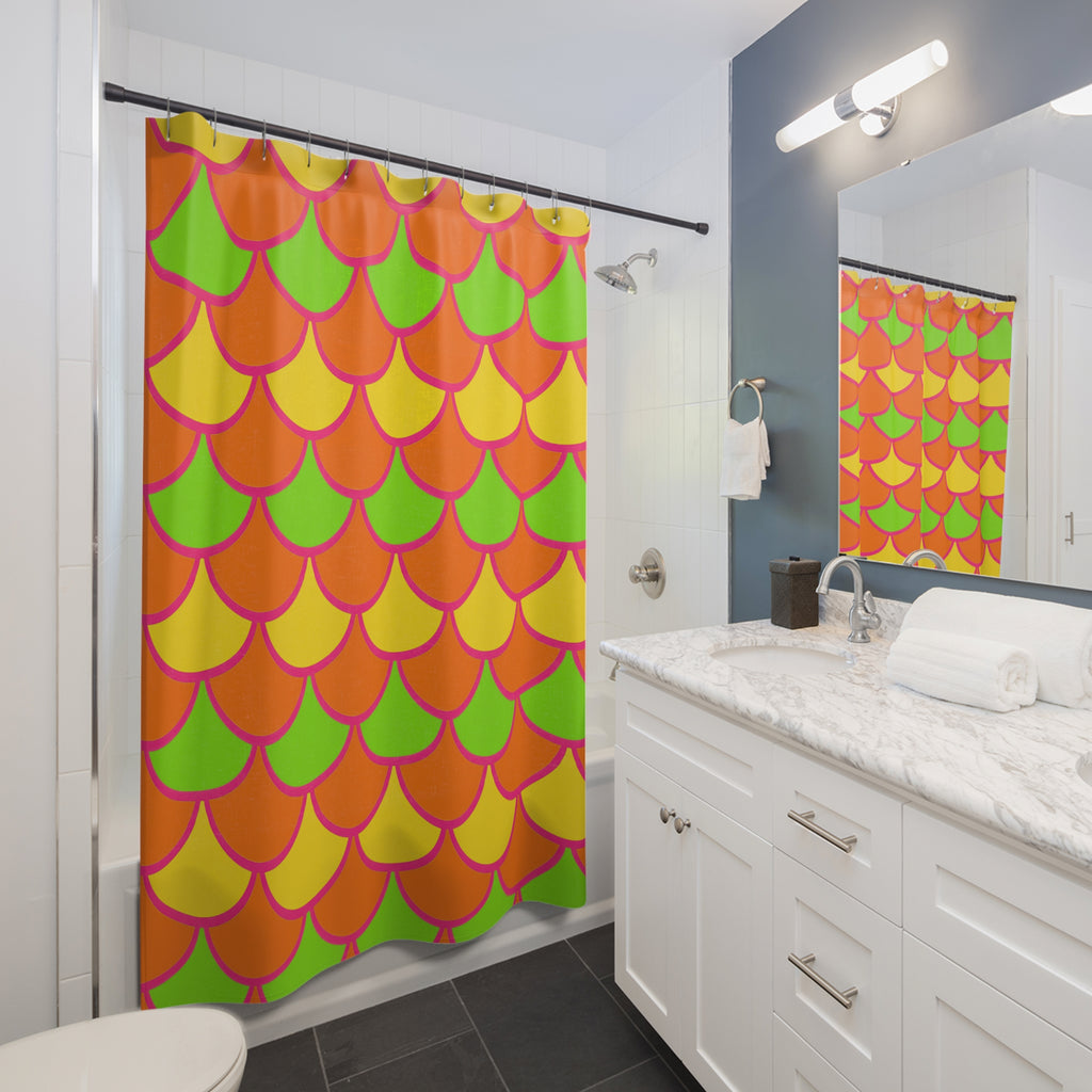 Big Jewel Scales II Shower Curtain – Hot Citrus Festive