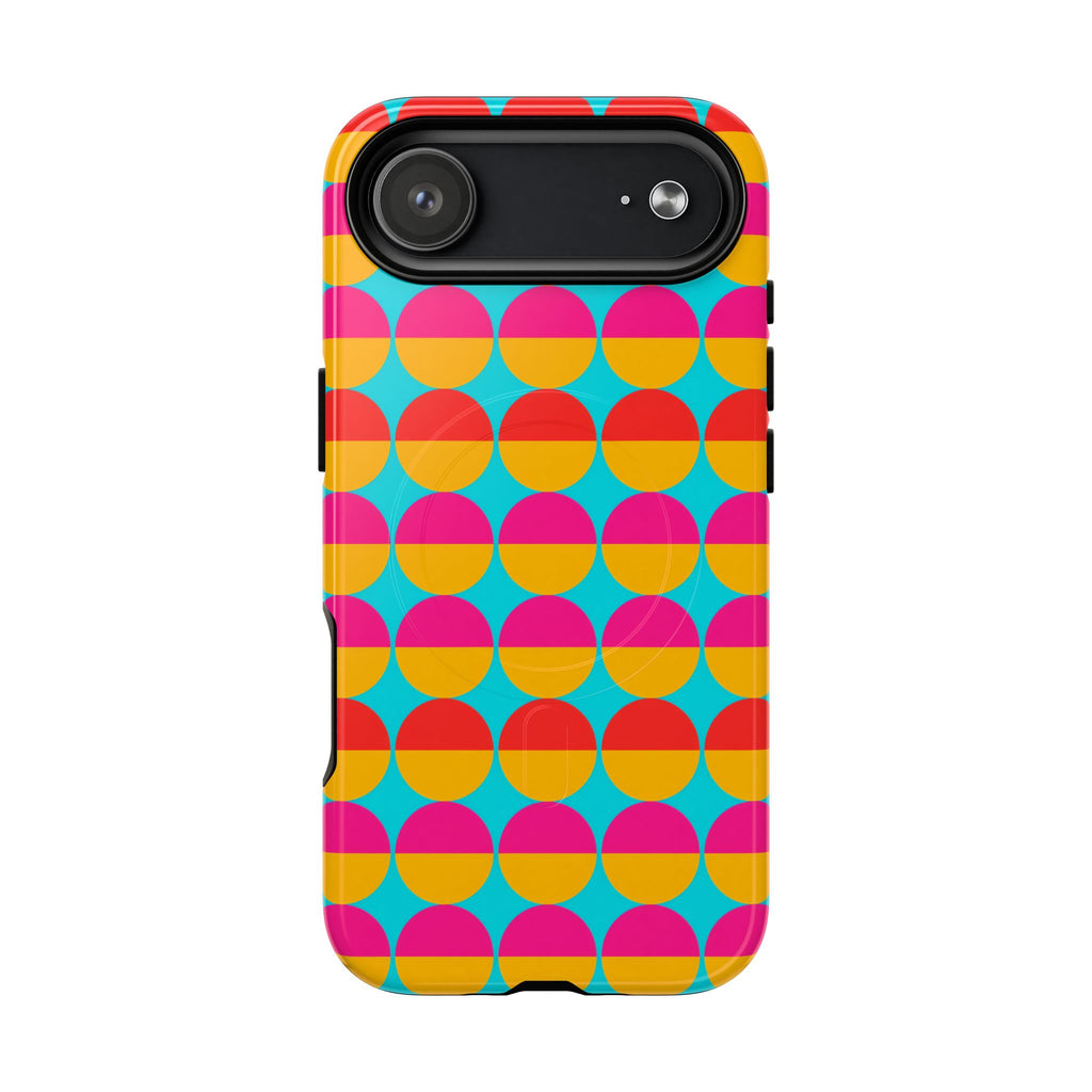 Half-Moon Stack Magnetic Tough iPhone Case – Geometric Blocks Pattern
