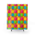 Giant Puffy Glass Cushions Shower Curtain – Hot Citrus Festive