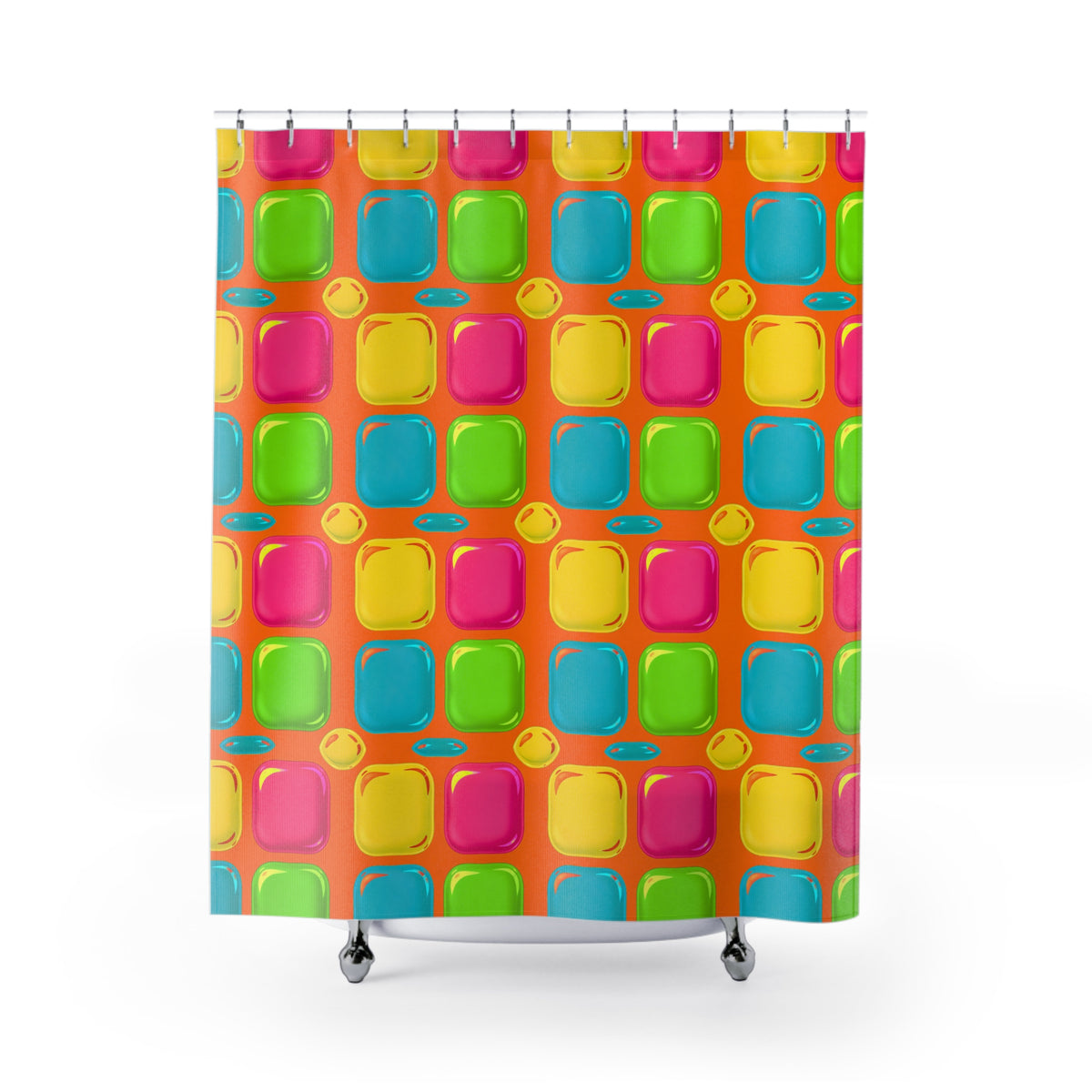 Giant Puffy Glass Cushions Shower Curtain – Hot Citrus Festive