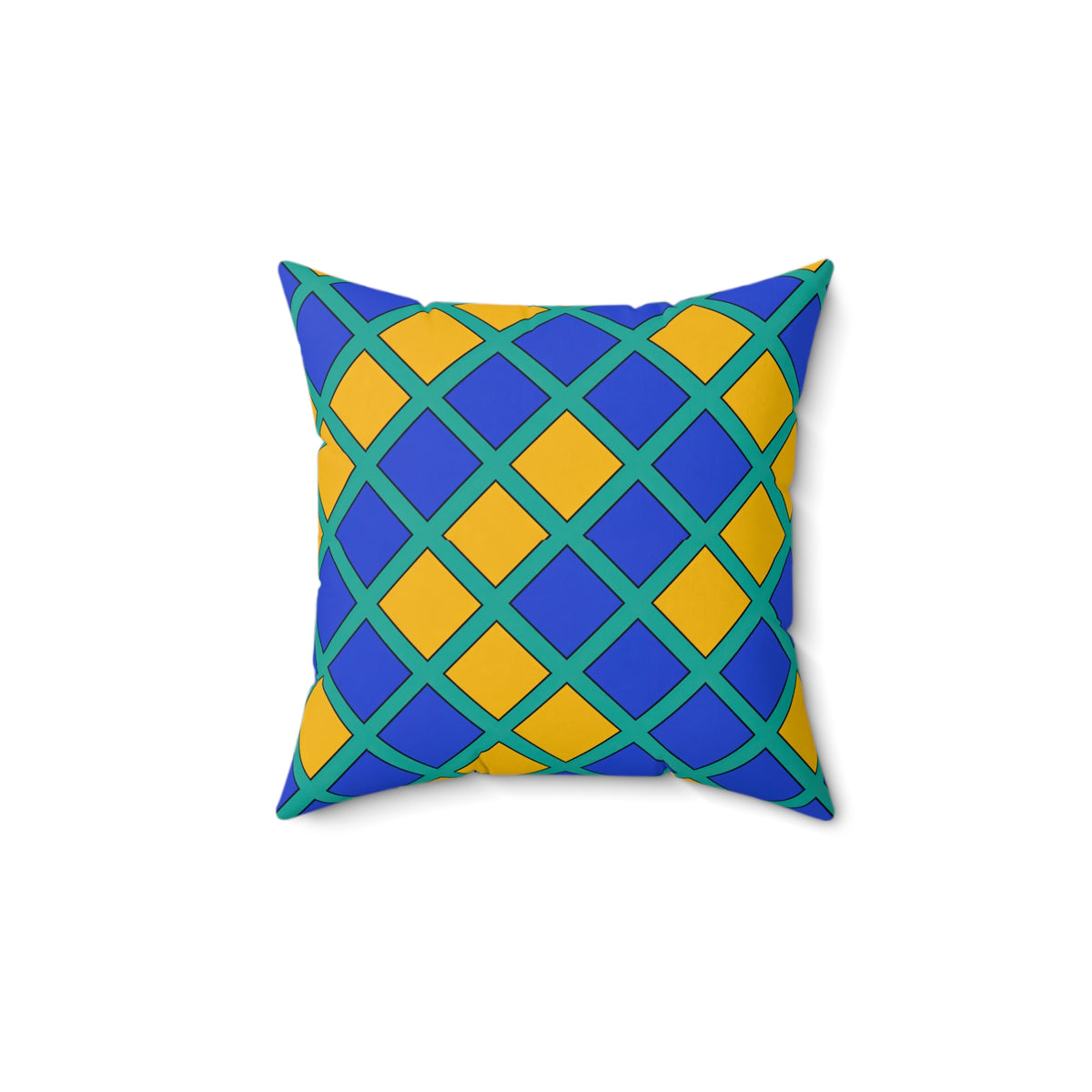 Harlequin Gold Grid Faux Suede Cushion – Peacock Jewel