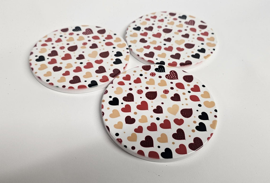 AI24065MCC Where the Heart is , Multicoloured  -  Round Ceramic Coasters- Set of 6, gift for all occasions, Designed and made in Britain