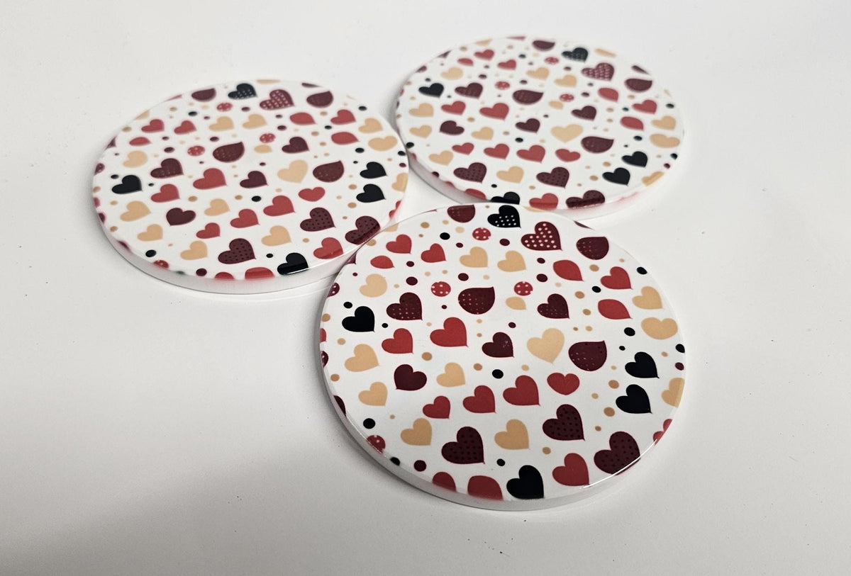 AI24065MCC Where the Heart is , Multicoloured  -  Round Ceramic Coasters- Set of 6, gift for all occasions, Designed and made in Britain