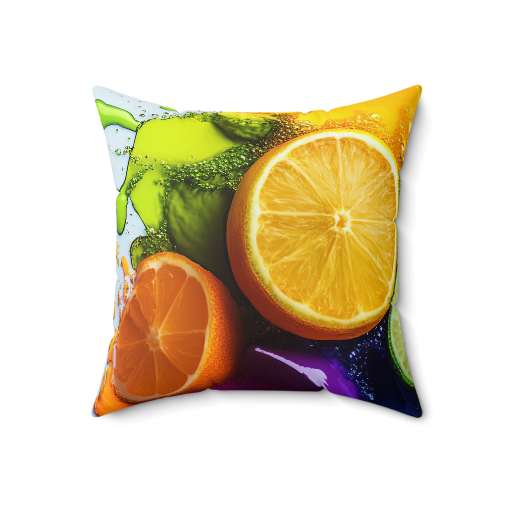 Citrus Splash Faux Suede Cushion – Fruit Splash Art