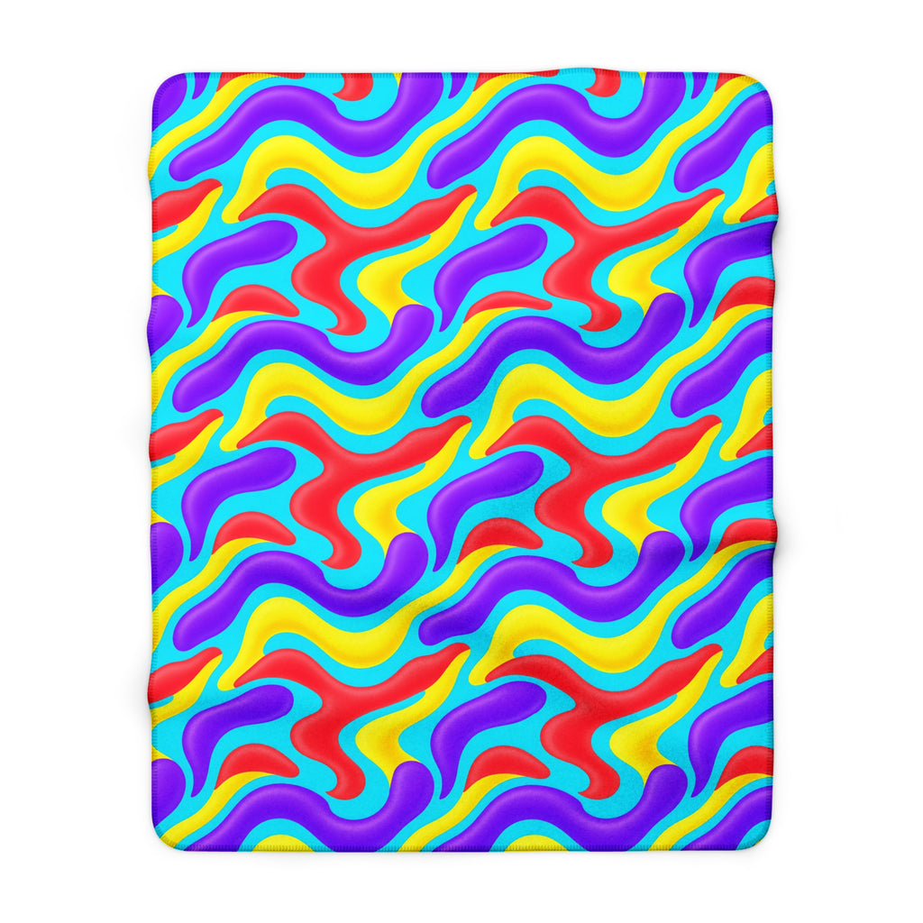 Liquid Band Ripple Sherpa Fleece Blanket – Op-Art Fluid Bands Pattern