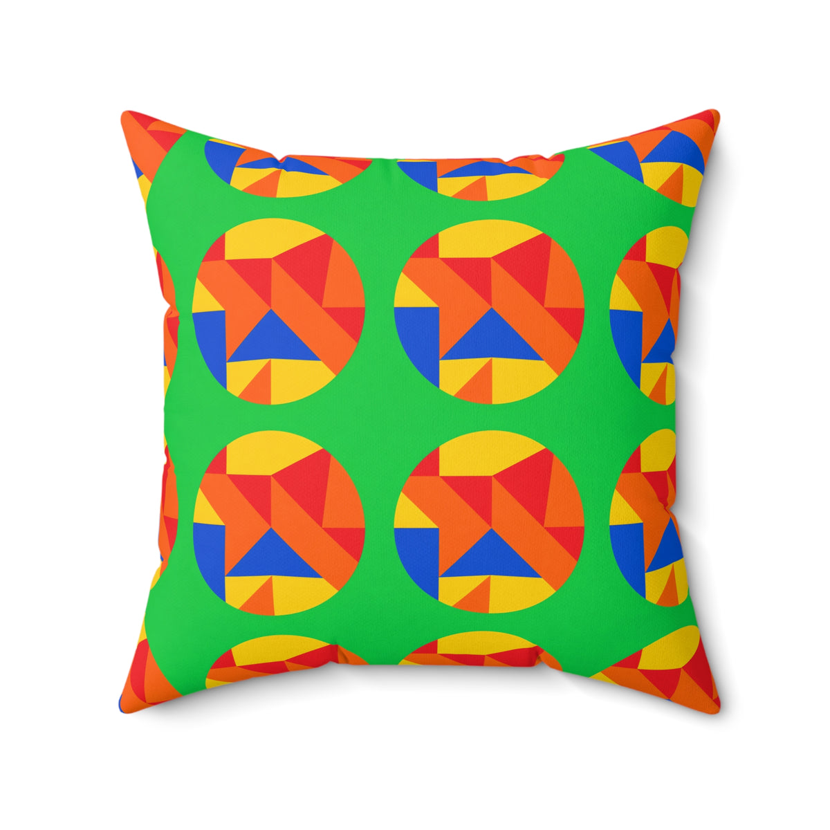 Broken Circle Planes Faux Suede Cushion – Cubist Abstract Pattern
