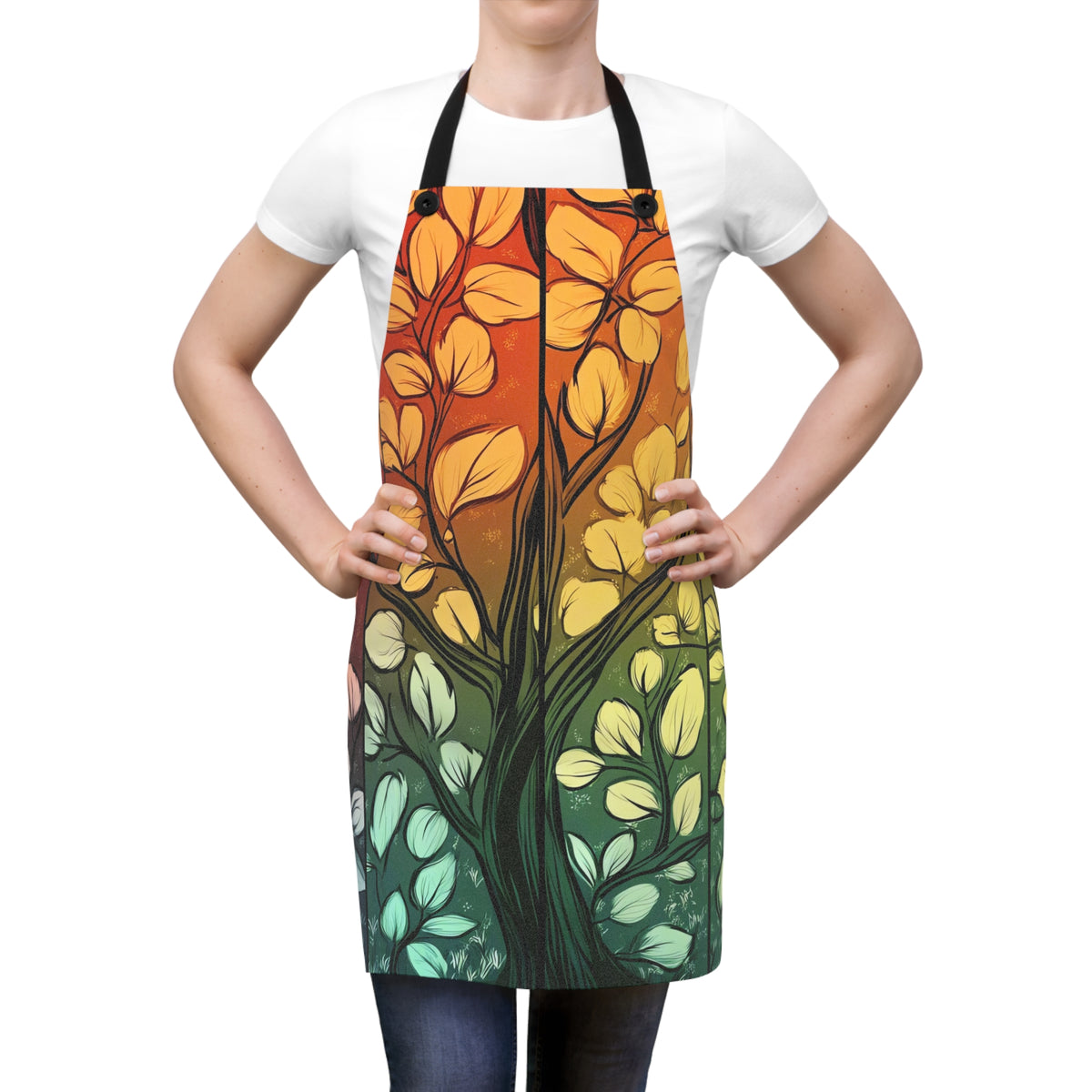 Stained Glass Autumn Tree Apron – Stained-Glass Style Art