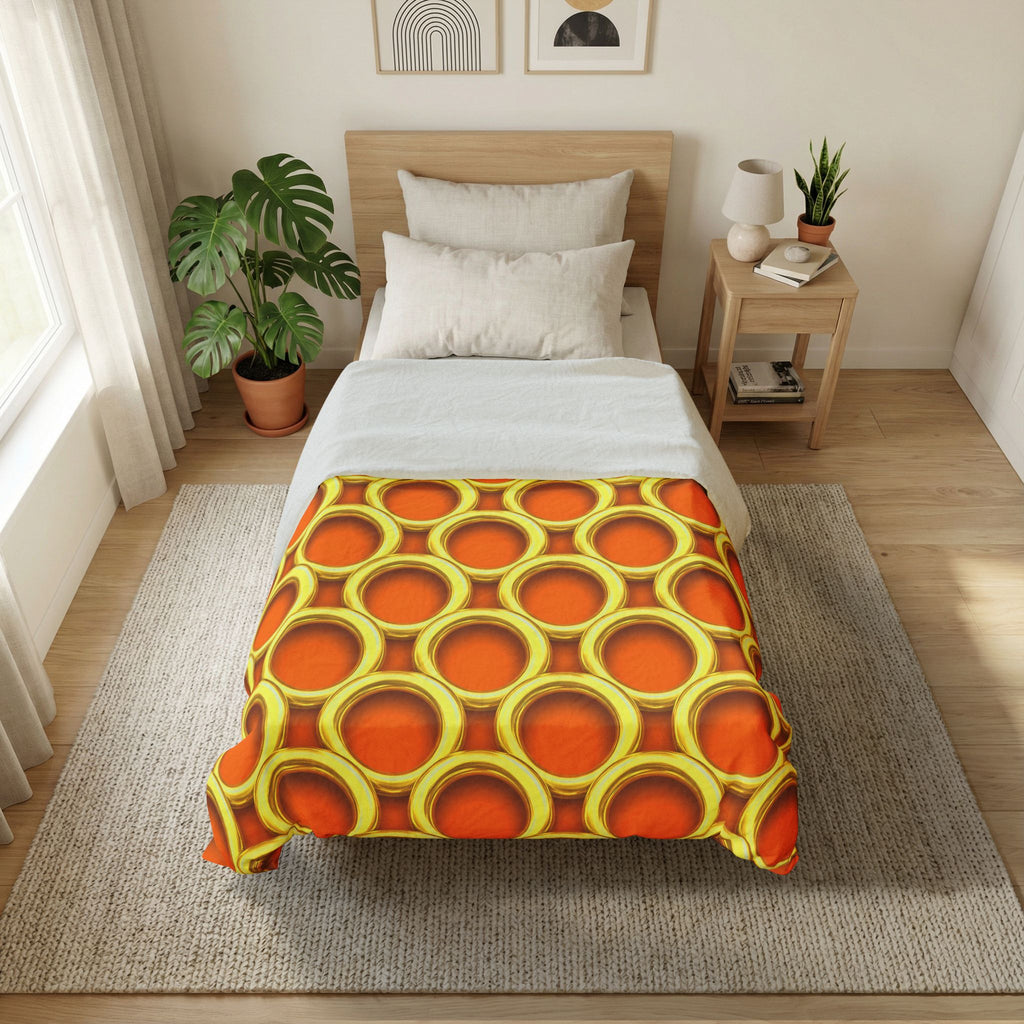 Big Gold Ring Weave Cotton Duvet Cover – Hot Citrus Festive