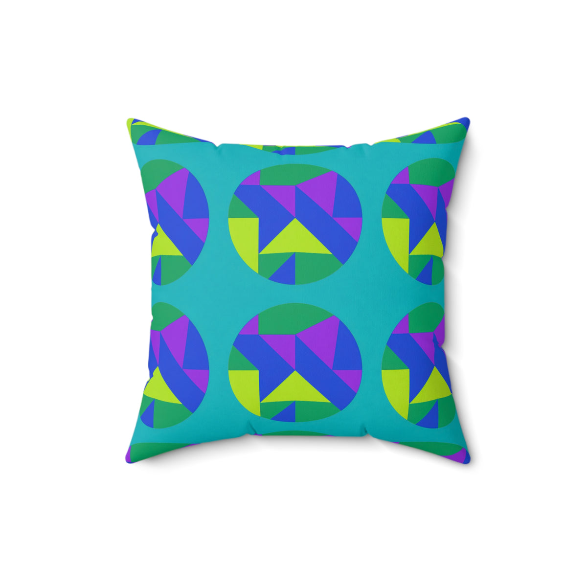 Broken Circle Planes Faux Suede Cushion – Peacock Jewel