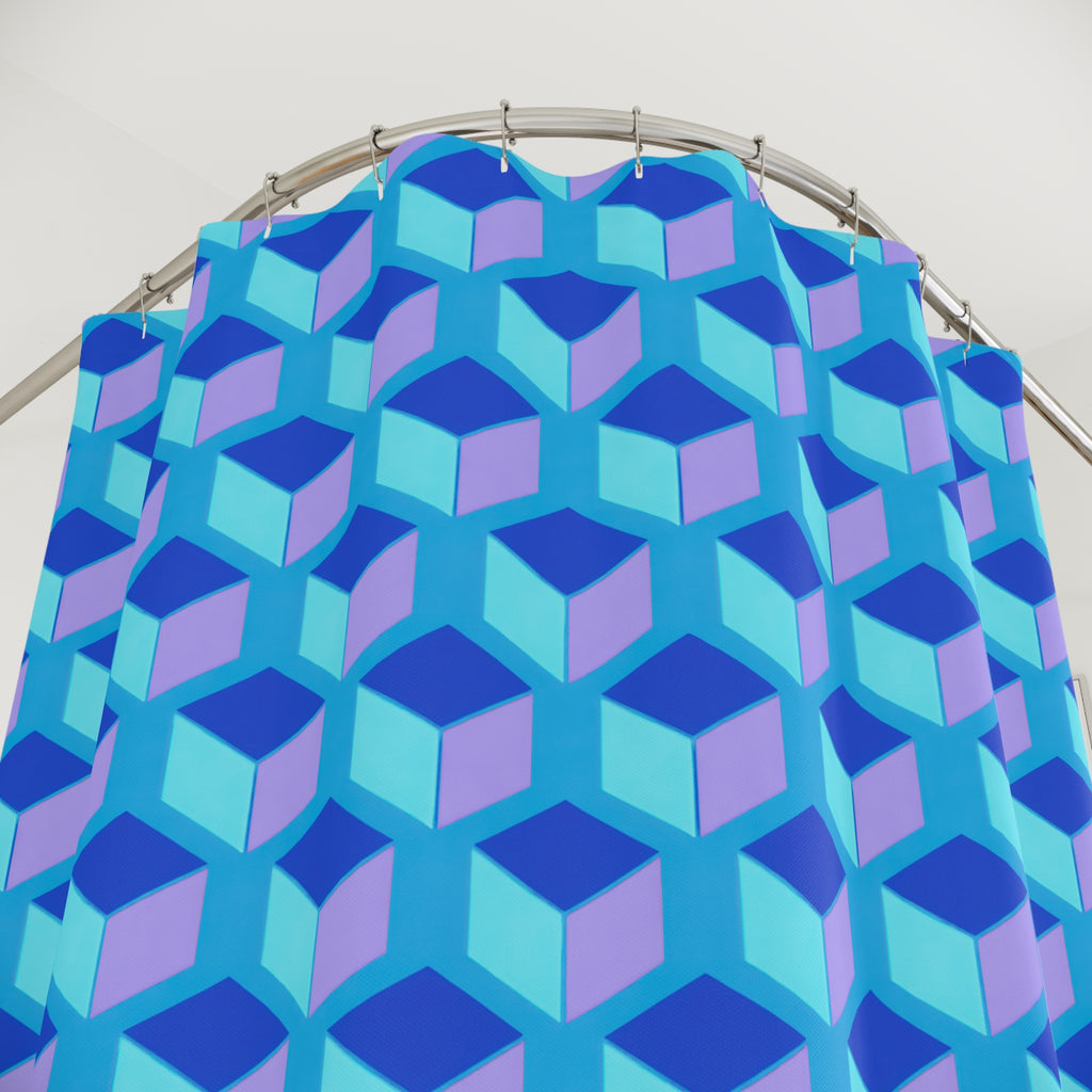 Giant Faceted Cubes II Shower Curtain – Ice Jewel