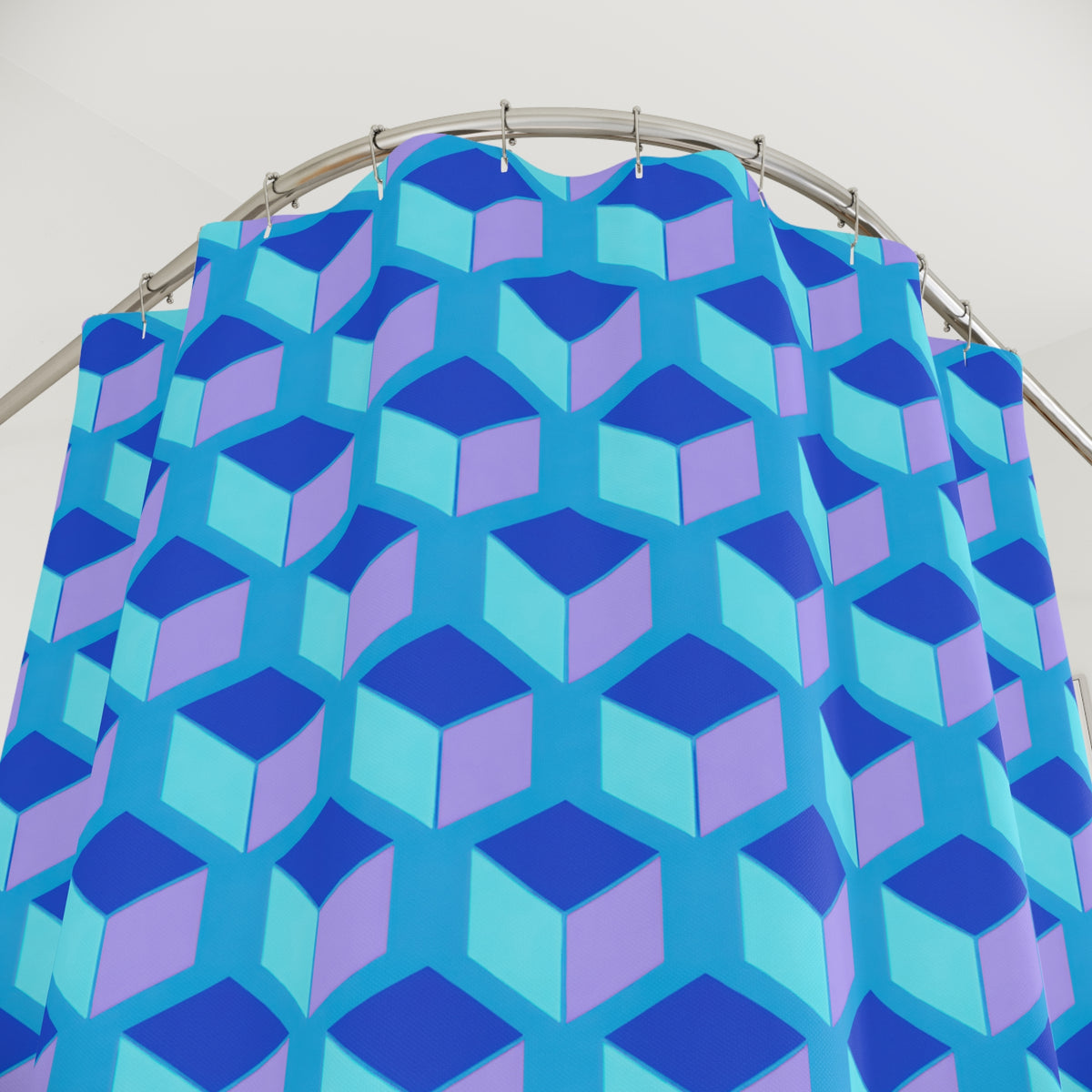 Giant Faceted Cubes II Shower Curtain – Ice Jewel