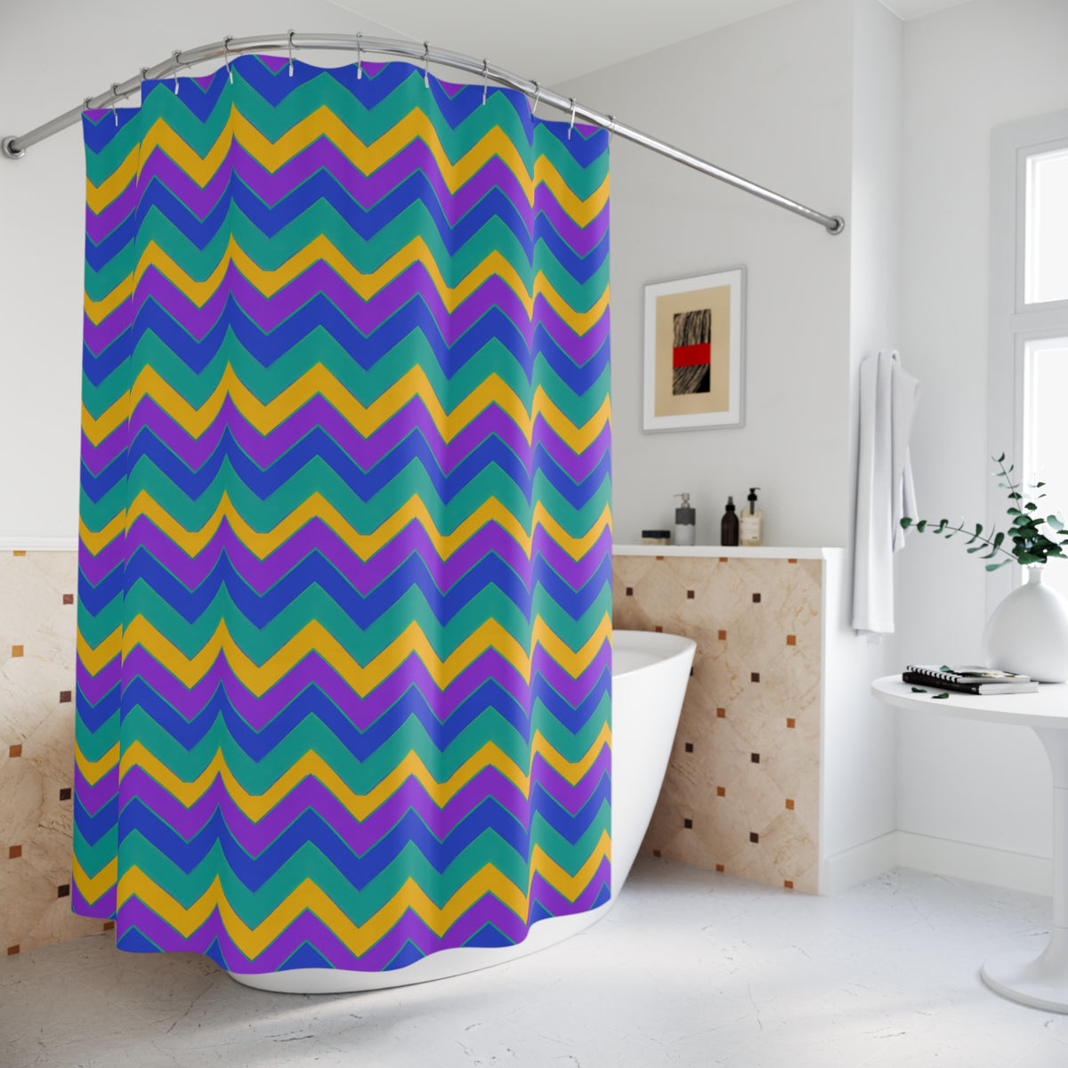 Jewel Chevron Bands Shower Curtain – Peacock Jewel