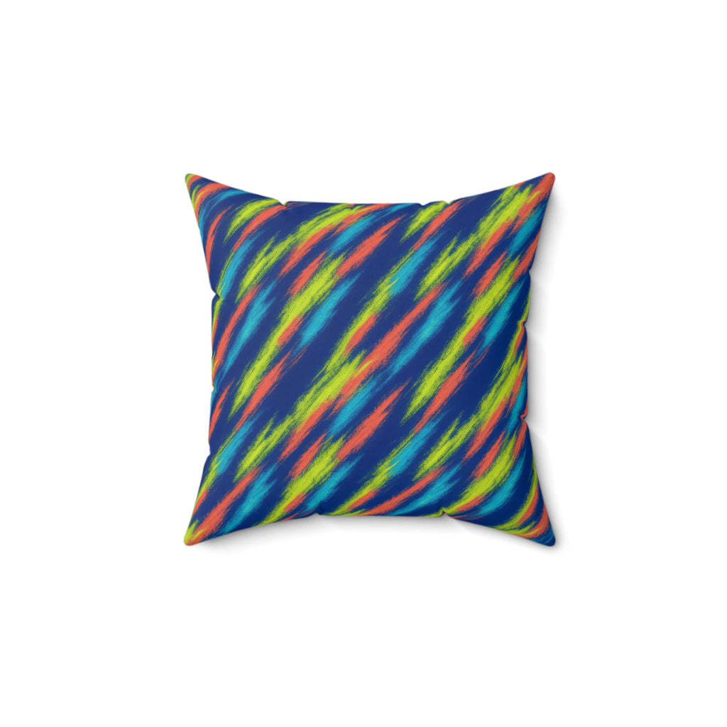 Arashi Neon Streaks Faux Suede Cushion – Shibori Dye Pattern