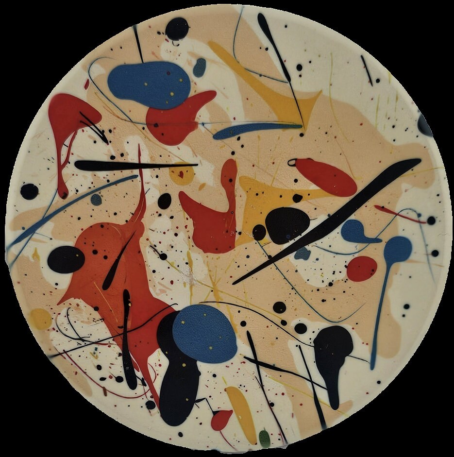 AI24017C Ink Splat Effect Round Ceramic Coasters- Set of 6, colourful, gift for all occasions, six unique designs.