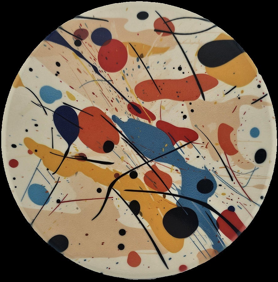 AI24017C Ink Splat Effect Round Ceramic Coasters- Set of 6, colourful, gift for all occasions, six unique designs.