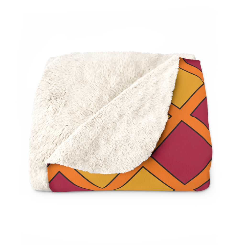 Harlequin Gold Grid Sherpa Fleece Blanket – Cranberry Spice