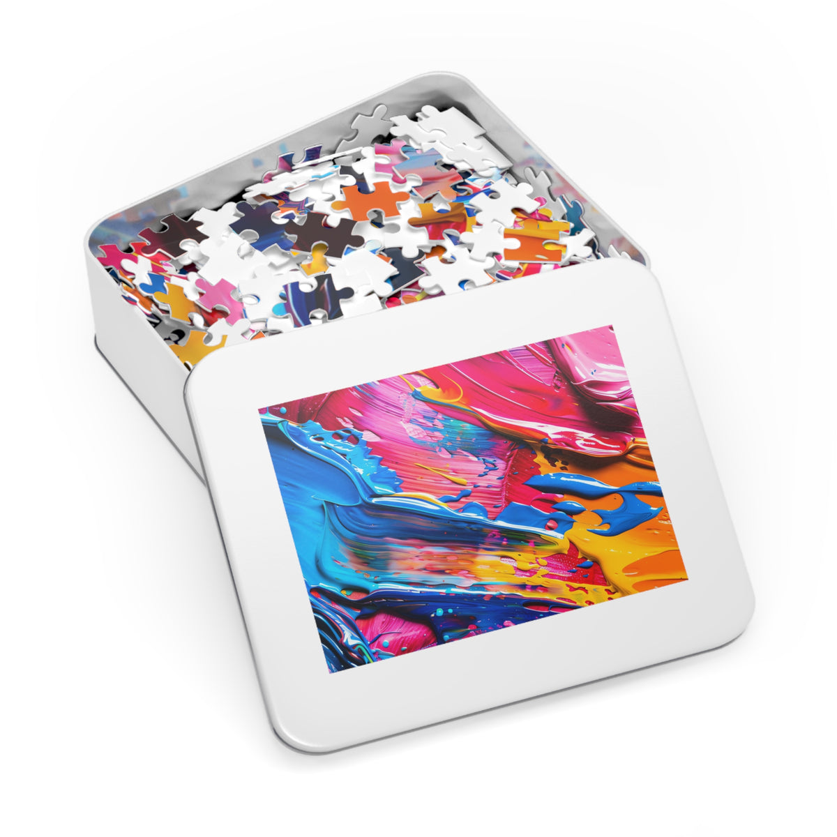Rainbow Paint Smear Jigsaw Puzzle with Tin – Paint Stroke Abstract