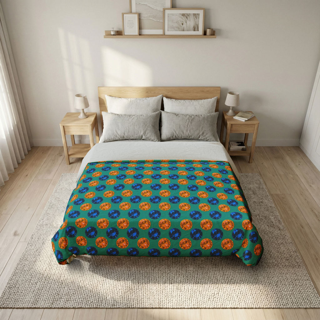 Half-Drop Gem Grid Cotton Duvet Cover – Peacock Jewel