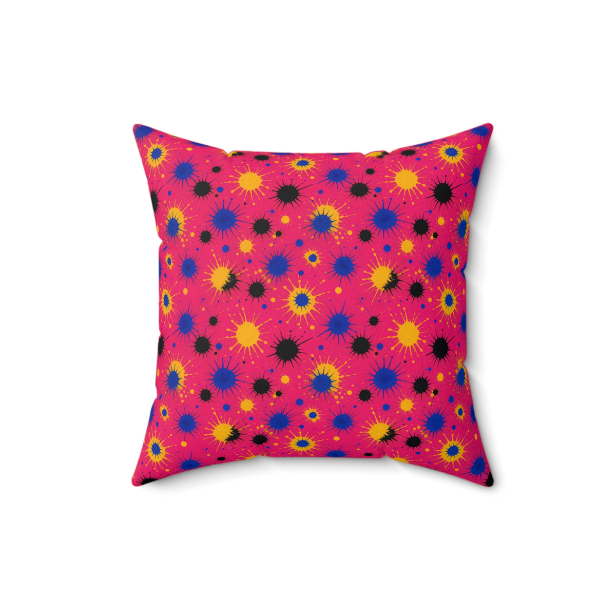 Pink Ground Splash Faux Suede Cushion – Ink Splash Pattern